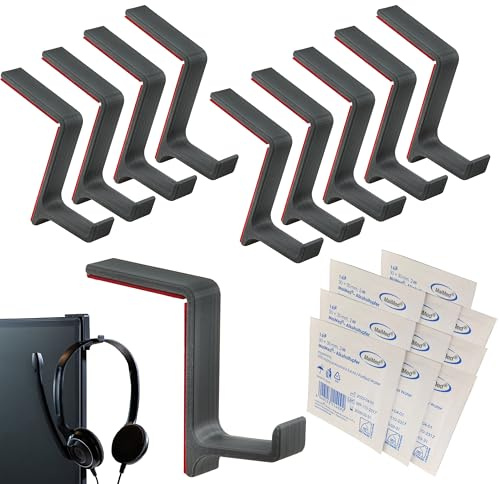 STEKIS Support Casque Écran – Lot de 10 Crochets Casque Small
