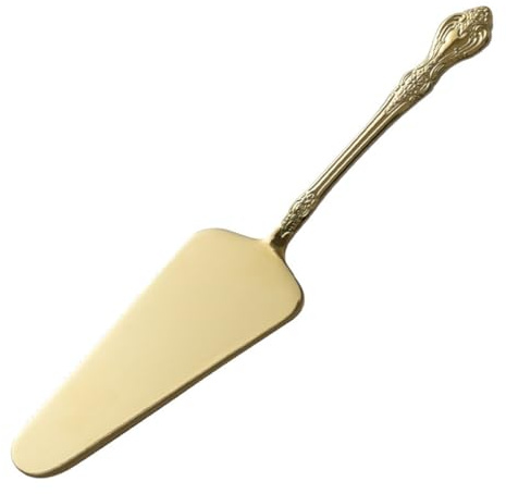 SHINEOFI Pelle à Gâteau en Acier Inoxydable 304 à Manche Sculpté Doré, Spatule de Service pour Pizza et Fromage, Ustensile Pâtisserie Polyvalent pour Découpe Précise et Transfert Facile,