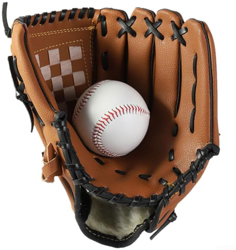 Accarugty Guanto da softball, per bambini e adulti, guanto da baseball in pelle PU con doppia cucitura, design, per interni e esterni, disponibile in 9,5-12,5 pollici (31,8 cm marrone)
