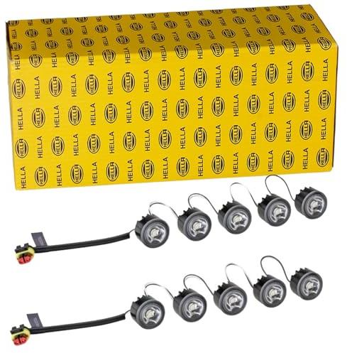 HELLA 2PT 010 458-711 LED-Juego de luces circulación diurna - LEDayFlex - 12/24V - redondo - Montaje - Color de tulipa: transparente - Cable: 120mm - Frontal del vehículo - Kit