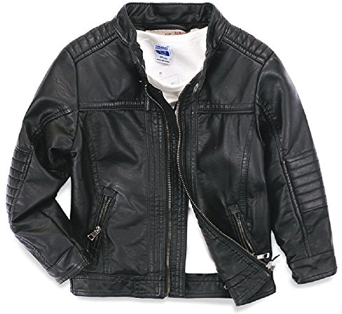 LJYH Boys Leather Jackets New Spring Children Collar Motorcycle Faux Leather Zipper Coats 3/4yrs (100)