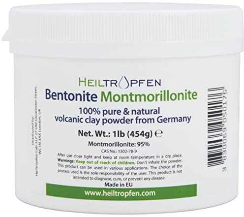 Polvere di Montmorillonite di bentonite | 1 lb - 454 g | ULTRA FINE | Contenuto di Montmorillonite 95% | Polvere minerale naturale | Heiltropfen®