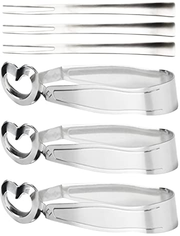 Goodfeer, 3 pinze per alimenti in acciaio inox e 3 forchette per alimenti da cucina