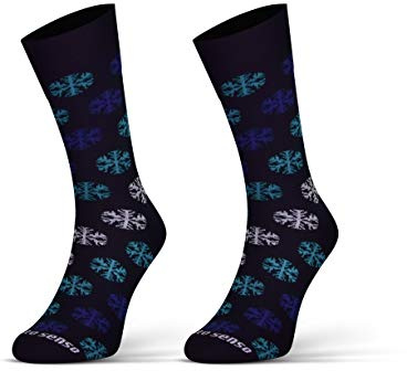 Sesto Senso Roliga Strumpor Bomullsstrumpor Dam Herr Färgglada Ojämlika Funny Socks 43-46 Snowflakes Snöflingor Snöklocka Winter Vinter