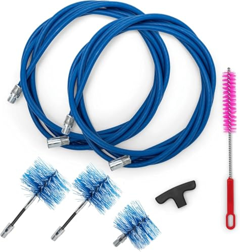 BARETTO FLEX | Kit Pulizia Stufa a Pellet | Canna Fumaria Ø 80 + 100 + 120 mm | Lunghezza 6 m | 2 Spazzole Snodate + 1 Standard | Attacco M12
