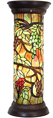 Bieye L10769 Grape Vine Tiffany Style Stained Glass Pedestal Floor Lamp for Decorating, 26 inches Tall