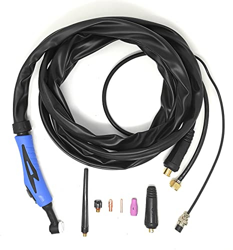 ELCAN Torcia di saldatura TIG SR9 da 4 metri con connettore 35-50 installato e connettore 10-25 extra, pistola o torcia per saldatrice inverter ad alta frequenza