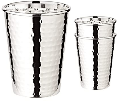 EDZARD Juego de 2 tazas Mido (250 ml), martillado, plateado, altura 10 cm, jarra para beber, vaso para whisky, cocktail, agua, zumo de frutas
