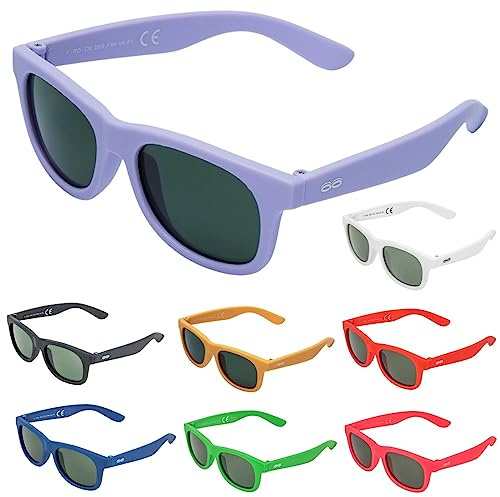 ITOOTI Classic Barnsolglasögon för pojkar och flickor, barnsolglasögon från 0 till 12 år i 3 storlekar, solglasögon färgglada, lätta, 100% UV400-skydd, inklusive fodral och polykarbonatglas, Classic