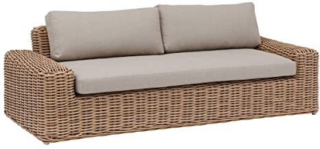 Hespéride - Canapé de Jardin SAVINIA Tahini - 3 Places - Résine Tressée Premium, Aluminium Epoxy, Coussins Déhoussables Epais - Grand Confort pour Terrasse ou Jardin