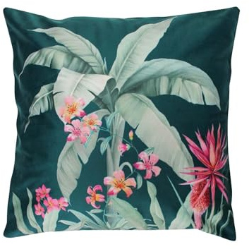 Douceur d'Intérieur, Housse de Coussin (40 x 40 cm) Paolina Bleu, Velours Imprimé