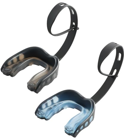 Nivofu 2 Stück Sport Mundschutz mit Gurt, Erwachsene und Kinder, Mundschutz Boxen, Zahnschutz Sportausrüstung für Boxen, Kampfsport, Hockey, Rugby, Kickboxen, Schwarz, Blau