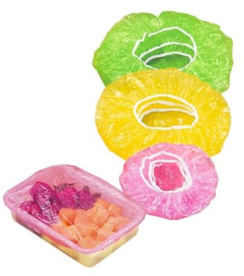 24 tapas elásticas para almacenamiento de alimentos, tapas de plástico desechables universales, suministros de cocina