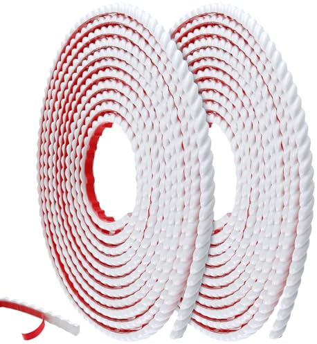 UNGFEI 2 PCS PVC Wallpaper Border Peel and Stick Flexible Moulding Trim, 10m Self Adhesive Edging Strip - White 3D Edge Guard for Corners, Mirrors, Ceilings & Home Decor