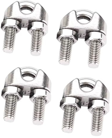 Tueascallk 4 clip per funi metalliche M12 da 3/5 pollici, resistenti, in acciaio inox, morsetti per cavi