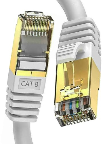 ATEK Cat 8 Ethernet Cable 0.5m High Speed 40Gbps 2000MHz LAN Network Cable RJ45 Shielded S/FTP Internet Patch Cord for Router, Modem, Gaming PC, Laptop, PS5, Xbox Short Cable (White)