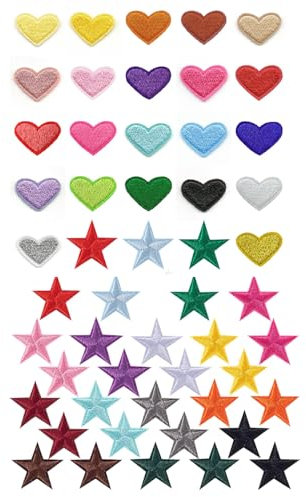 64 Stück Sterne Zum Aufbügeln, Bügelflicken, Aufnäher Zum Aufbügeln, Bestickte Aufnäher, Aufbügelflicken Stern Bügelbilder für Hut,Bügelpatches, Jacken Rucksäcke, Diy-Zubehör