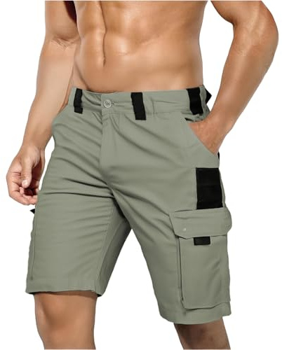 Herr Cargo Bermuda Sommar Militära Sommarshorts Andningsaktiva Lätta Bekväma Kortbyxor med Sidofickor Enfärgad Vandring Arbetsbyxor Ledig Baggy Taktiska Bermudashorts
