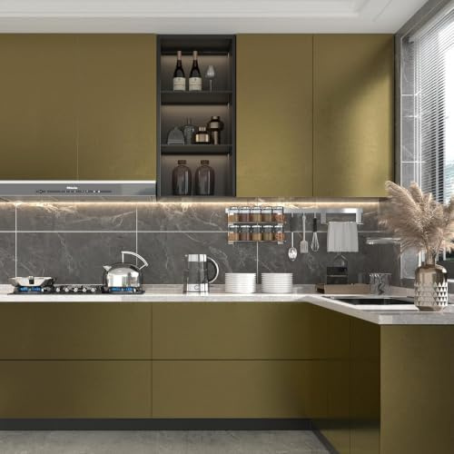 YENHOME Självhäftande papper för möbler guld, 40 x 300 cm, dekorativ metalldekal för möbler, beläggning, bänkskiva, kök, självhäftande vinyltapet, för diskmaskin, bord