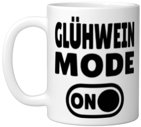 Glühwein Mode ON - German Mulled Wine Funny Christmas Ceramic Mug, White, 11oz