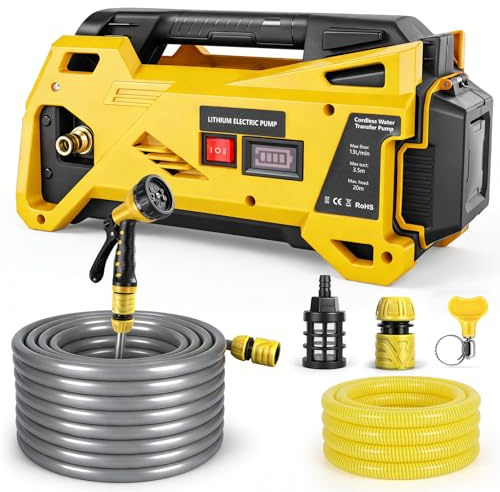 Vattenöverföringspump kompatibel med DeWalt 20 V-batteri, bärbar elektrisk verktygspump, trådlös överföringspump för hem, pool, husbil, trädgård, badtunna, dammar, akvarier (inget batteri)