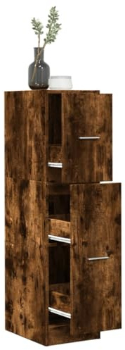 Mokuyary Armario farmacéutico de roble ahumado, 30 x 41 x 118 cm, material de madera, para medicamentos