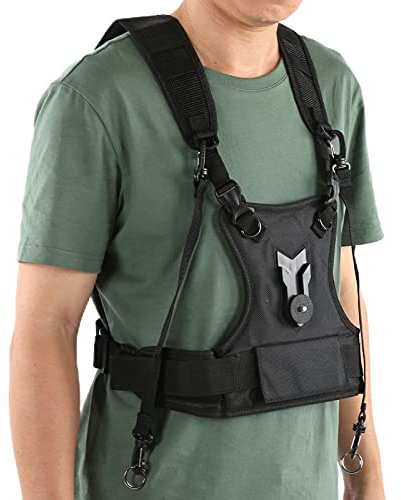 Picysa Dubbla Kamerarem Justerbar Bekväm Nylon Multi Carrier Bröstsele för Fotografering Bröllopssporter