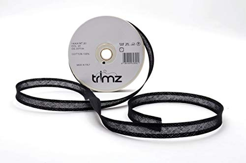 Inastri 14/4/ 4 mm Cotton Bias Binding, Black (Black) 21