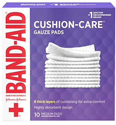Band-Aid Brand Cushion Care Non-Stick Gauze Pads, Individually-Wrapped, Medium, 3 in x 3 in, 10 ct