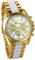 JewelryWe Herren Armbanduhr, Analog Quarz, Business Casual Edelstahl Armband Uhr mit Römischen Ziffern Zifferblatt, Gold Weiss
