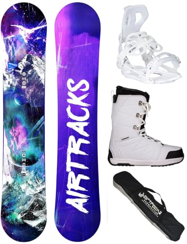 Airtracks Damen Snowboard-Set Freestyle Freeride High M Carbon Lady Rocker 140 + Snowboard Bindung Master + Snowboardboots Star W 40 + Sb Bag
