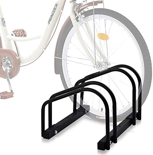 WALMANN 2 Bikes Floor Bike Stand, Bike Parking Rack Garage Bike Storage Stand Indoor/Outdoor 22-28 Wheel Stand, Max. Tire Width 2.1