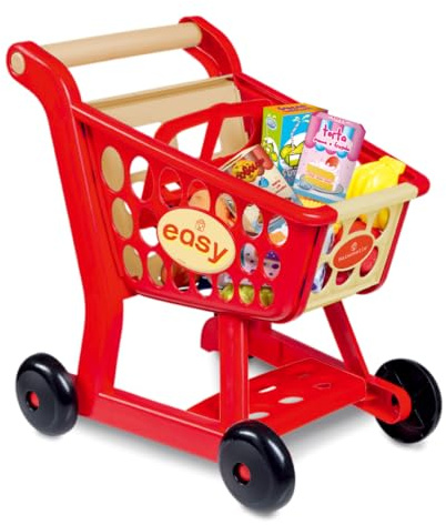 ODS - Maisonelle, Carrello Spesa Giocattolo, con 16 Accessori Inclusi e Seduta per Peluche o Bambolotti, 40 x 30 x 39 cm, età Consigliata +2 Anni
