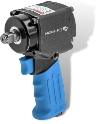 Högert Technik – Llave de aire ultra corta unidad JUMBO de 1/2 - Velocidad de rotación 10 000 rpm - Par de funcionamiento hasta 680 Nm - Llave de impacto neumática compacta y ultracorta - HT4R626