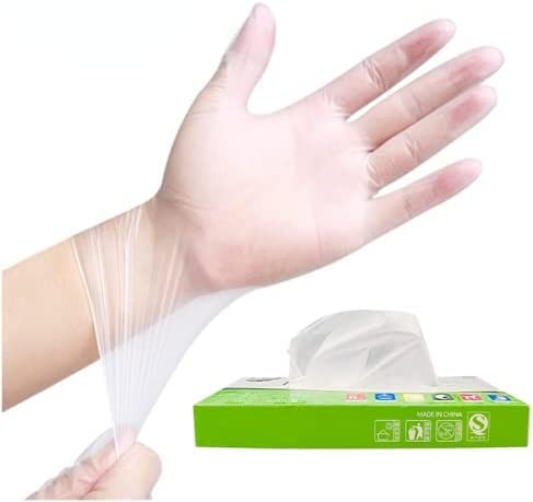 Gants jetables 100 pièces Gants ultra-fins transparents Gants d'hygiène Vinyle Travaux légers Cuisine Cuisine Infirmerie Ménage Jardinage Beauté Nettoyage Inspection inspection Gauche et droite (L)