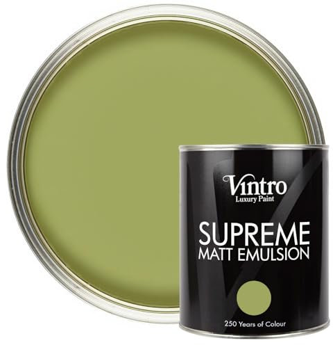 Vintro | Luxury Matt Emulsion | Green | Smooth Chalky Finish | Multi Surface Paint | for Walls, Ceilings, Wood and Metal | 1L (Green - Sage)