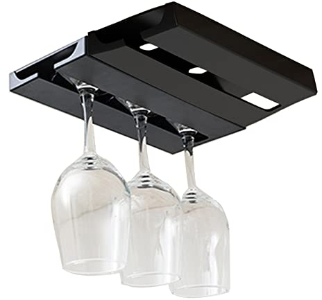 Vastsea 2 Stück Weinglashalter, Umgekehrter Weinglashalter, Hängender Weinglashalter, für Familie Restaurant Hotel Bar (Schwarz)