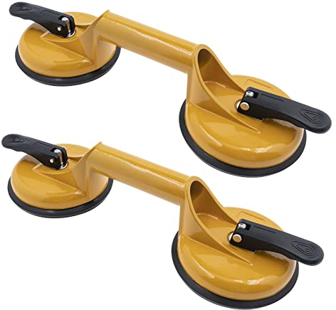 2 Pack Glass Suction Cup set, Heavy Duty Aluminum Vacuum Plate Handle Glass Suckers, Suction Cups Lifter for Moving Glass/Floor Gap Fixer/Tile, Pad Lifting/Dent Puller