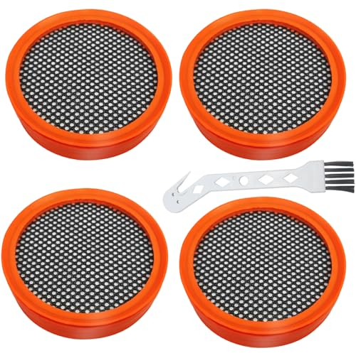 GIONAR 4 Stück Ersatzfilter für Philips Akkusauger SpeedPro & SpeedPro Aqua, Kompatibel mit FC8009 FC8081 FC6723/6725/6727/6728, Ersatzteile für philips staubsauger filter mit Bürste