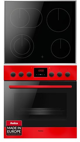 Amica Einbauherd Set 60 cm 65 L Glaskeramik Rot EHC 12920 R