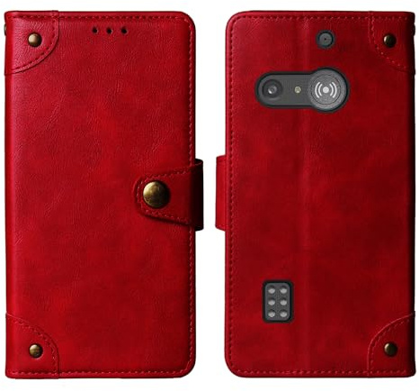 Cheshaoping Veritable Cuir Housse Téléphone Case Gel TPU Silicone Skin pour Doro 1880/1881 2.4 Coque Étui Cas Couverture Protecteur Cover Portefeuille (Rouge)