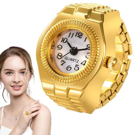 AUTOECHO Finger-Uhrenring, Uhrenring, Einfache Ringuhr, Elastische Retro-Fingeruhr für Männer und Frauen, Partybevorzugung, Alltagskleidung, Weihnachten, Valentinstag, Geburtstag, Abschlussfeier