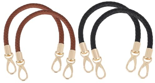 Anlising 4PCS Manico Tracolla Intrecciato, Manici per Borsa in Pelle, Manici in Pelle per Borse, Manico Intrecciato per Borsa, Maniglie per Borse, per Portafoglio, Cestini, Borsette (Nero, Marrone)