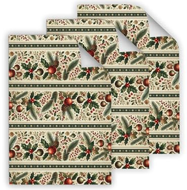 12 Geschenkpapier-Bögen Set hochwertige reißfeste Geschenkverpackung Packpapier Retro Vintage mit Muster Motiv Weihnachten Christmas Advent Silvester für Erwachsene Kinder (12 Bögen je A3-Format)
