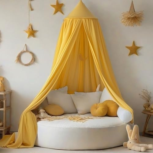 Ginkago Dosel para Habitación Infantil, Cama Gigante de Bebé, Cortinas de Cama, Princesa, para Juegos, Lectura, Dormitorio y Vestidor (Amarillo)