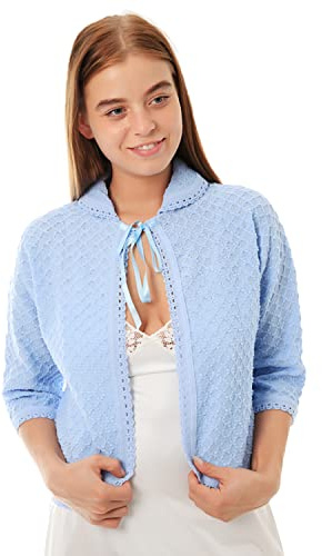 Slumber Hut Ladies Knitted Bed Jackets Crochet Design Blue 12-14