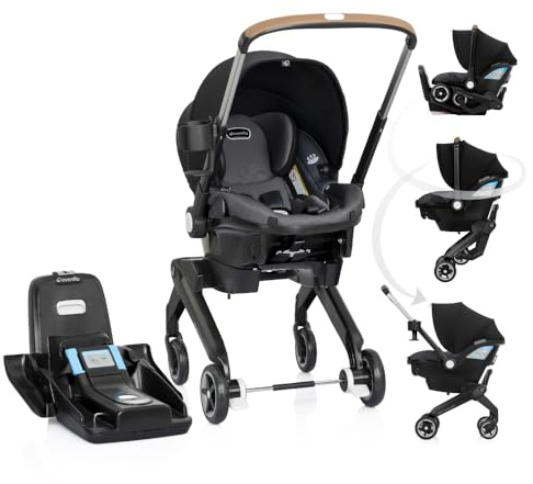 Evenflo Shyft DualRide Infant Car Seat Stroller Combo with Carryall Storage (Boone Gray)