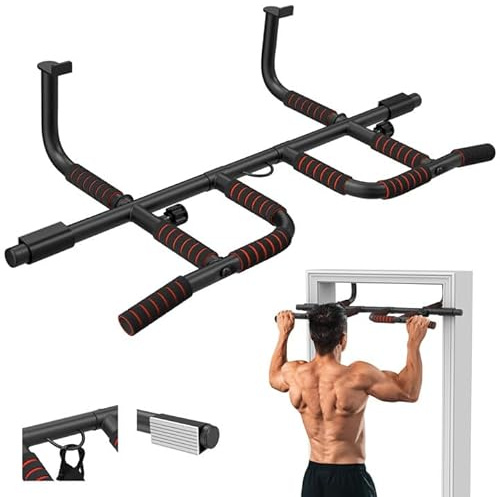 Klimmzugstange Türrahmen Mit Rutschfesten Griffen,Pull Up Bar Mit Zusätzlichen Schlingentrainer,Klimzugststange für Tür für 65–95 cm Breite Türrahmen,Pull Up Bar Door Frame Belastbar Bis zu 200 Kg