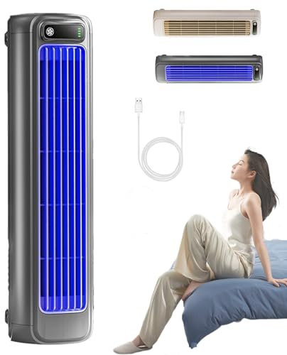 Shirem RafraîChisseur, Ventilateur Climatiseur Portable, Sherum Rafraichisseur D'Air, Shirem Cooling Ace Avec 3 Vitesses Et éCran Tactile Led, USB/Montage Mur, Pour Chambre/Bureau/Cuisine (Gris)