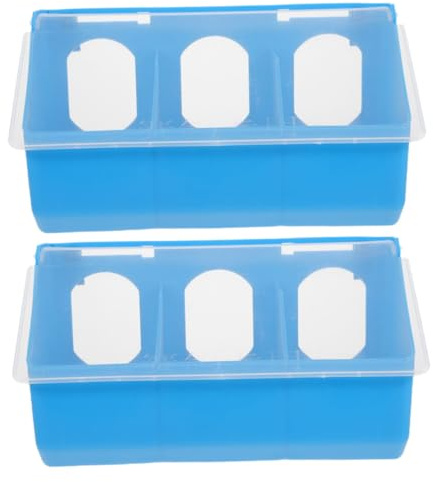 Balacoo 2pcs Feed Box Secure Lid Separate Compartments Plastic Bird Food Storage and Cage Feeding Cups for Pigeon Supplies